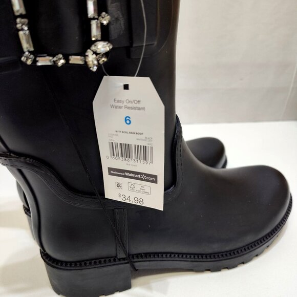 Time and Tru Mid-Calf Rain Boots Water-Resistant Decorative Buckle Women's Size - Picture 8 of 9